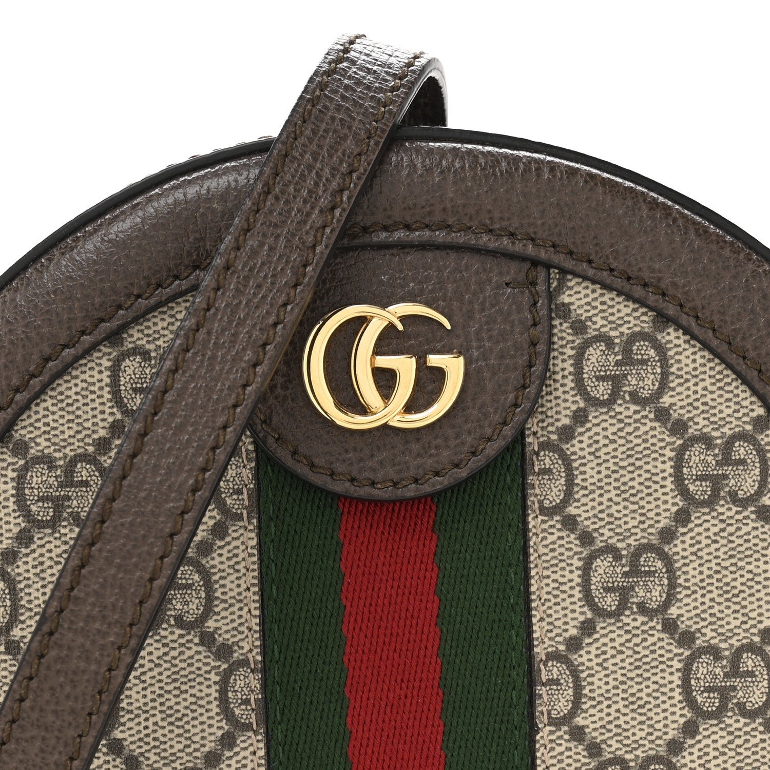 Gucci GG Supreme Monogram Web Mini Ophidia Round Shoulder Bag Brown 8 of 12