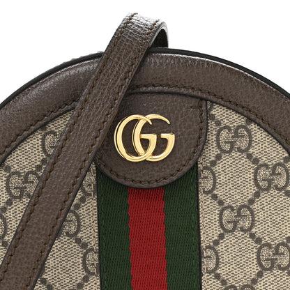 Gucci GG Supreme Monogram Web Mini Ophidia Round Shoulder Bag Brown 8 of 12