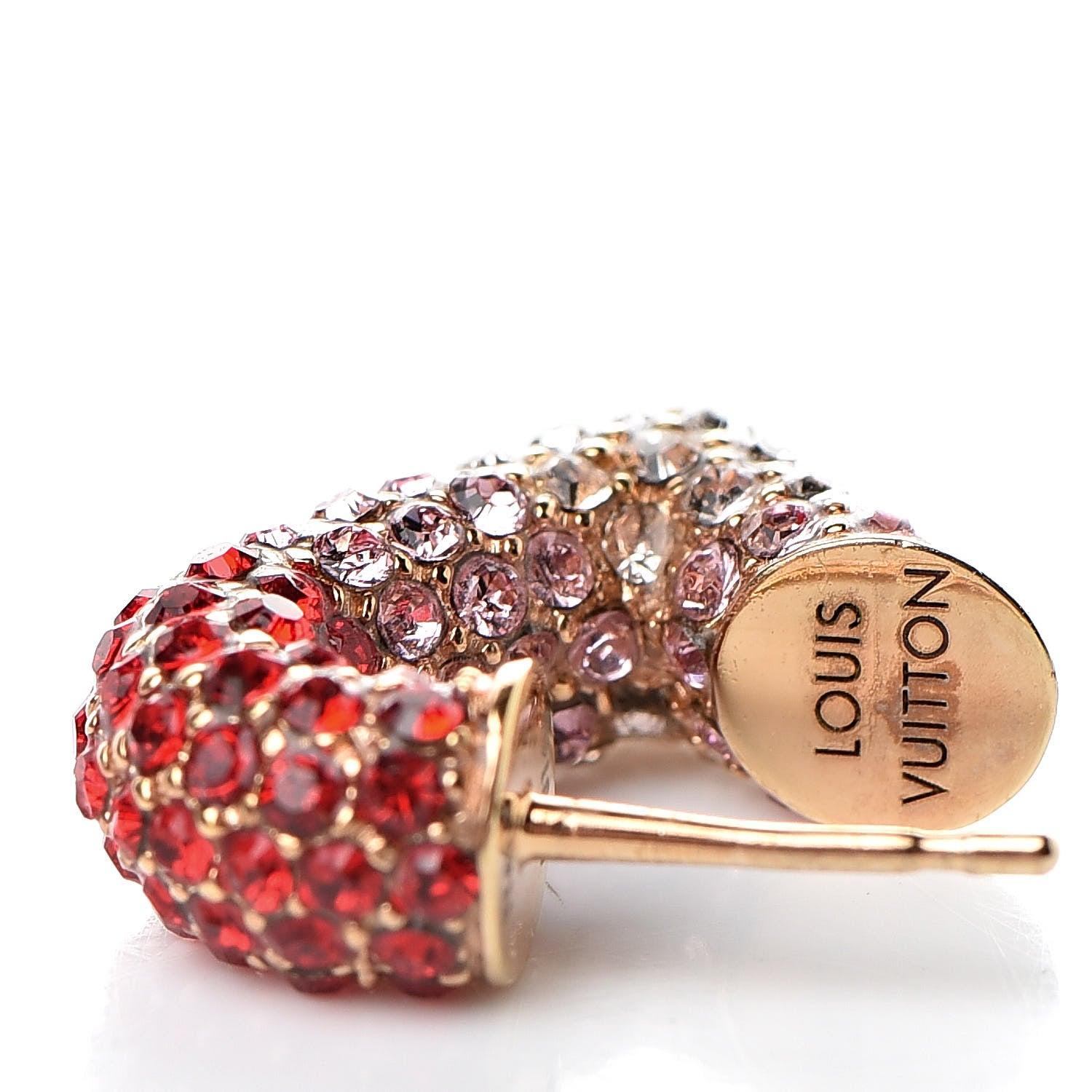 Louis Vuitton Swarovski LV and V Heart Strass Earring Rose Gold 4 of 4