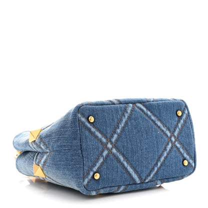 Valentino Garavani Denim Small Roman Stud The Handle Bag Light Denim Selleria 4 of 11