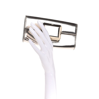 Gucci Metallic Patent Padlock Clutch Gold 2 of 7