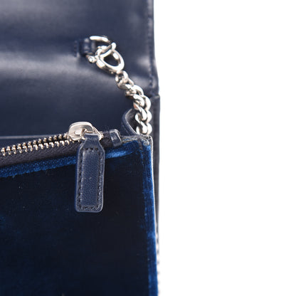 Saint Laurent Velvet Crystal Monogram Kate Tassel Chain Wallet Blue 7 of 11