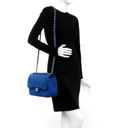 Chanel Nubuck Quilted Jumbo Double Flap Blue 2 of 8