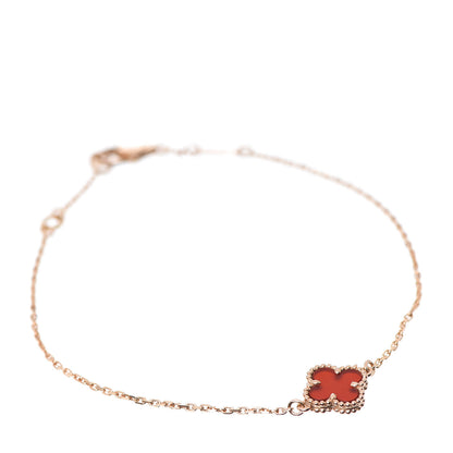 Van Cleef & Arpels 18K Rose Gold Carnelian Sweet Alhambra Bracelet 1 of 7