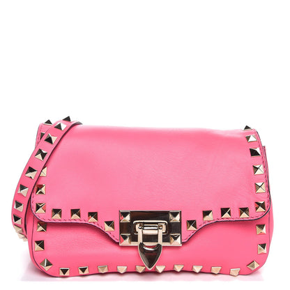 Valentino Garavani Vitello Mini Rockstud Flap Saddle Crossbody Bag Fuxia Fluo 1 of 7