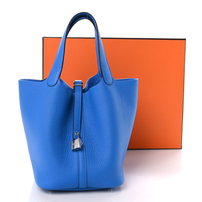 Hermes Taurillon Clemence Picotin Lock 22 MM Bleu Hydra 13 of 13