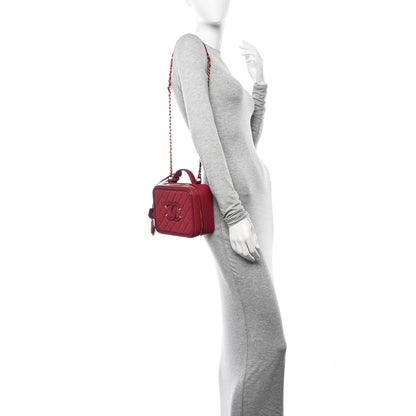 Chanel Caviar Quilted Medium CC Filigree Vanity Case Red 2 of 11