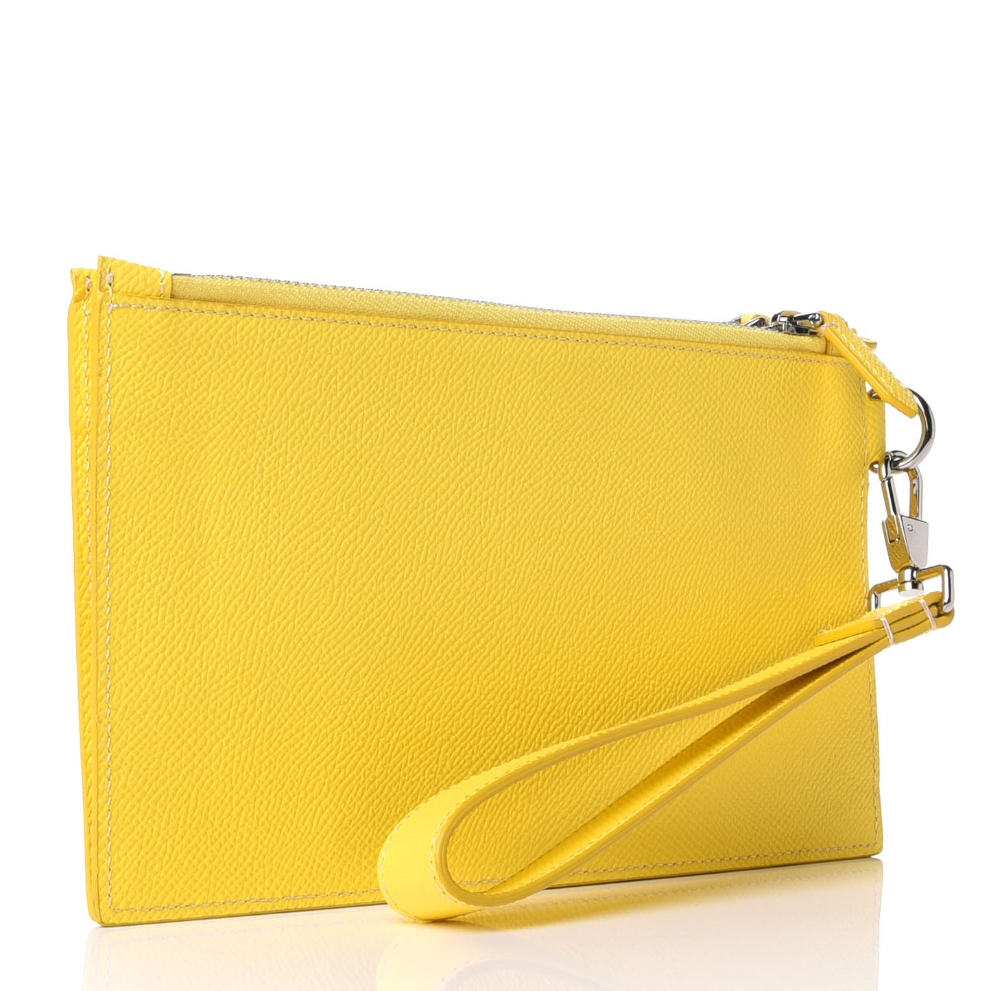 Calfskin Laurie Icon Stripe Zip Pouch Yellow