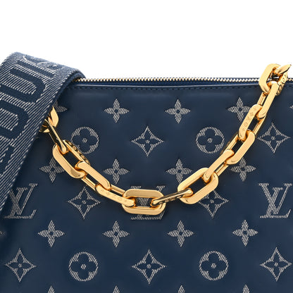 Louis Vuitton Lambskin Embossed Monogram Coussin PM Denim Blue 7 of 9