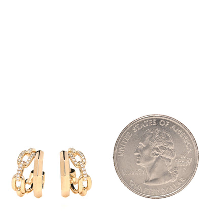 David Yurman 18K Yellow Gold Diamond Stax Double Hoop Earrings 2 of 4
