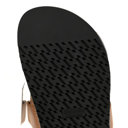 Hermes Calfskin Womens Chypre Sandals 37.5 Gold 7 of 10