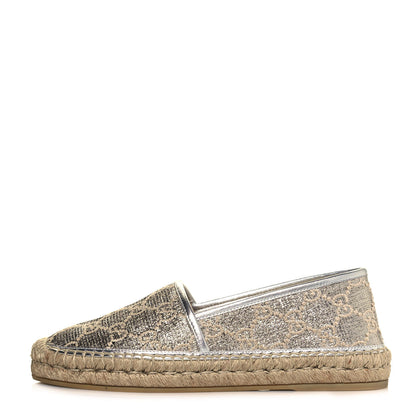 Gucci Lame Nappa GG Monogram Espadrilles 40 Silver Beige 1 of 9