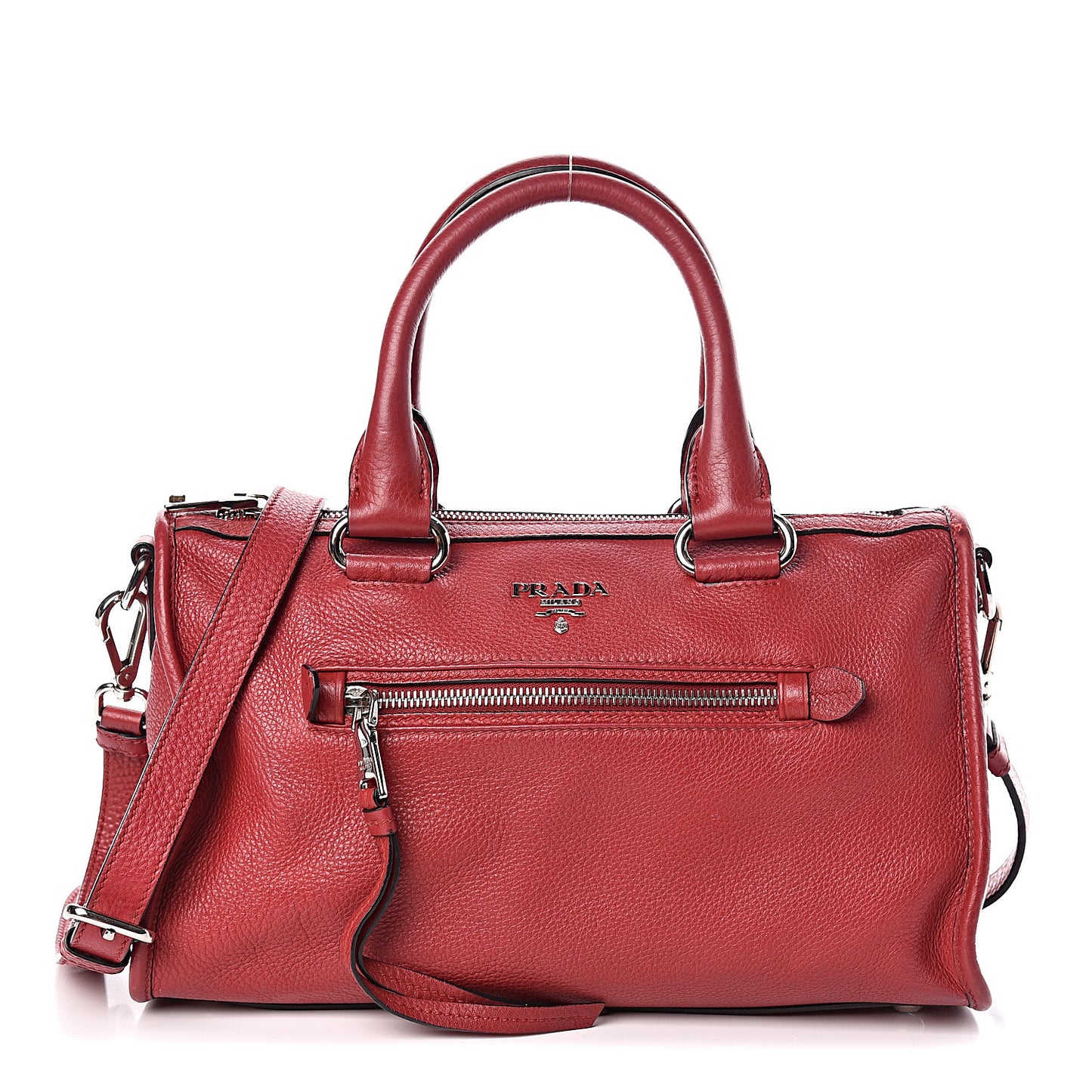 Vitello Phenix Top Handle Shopping Satchel Rosso