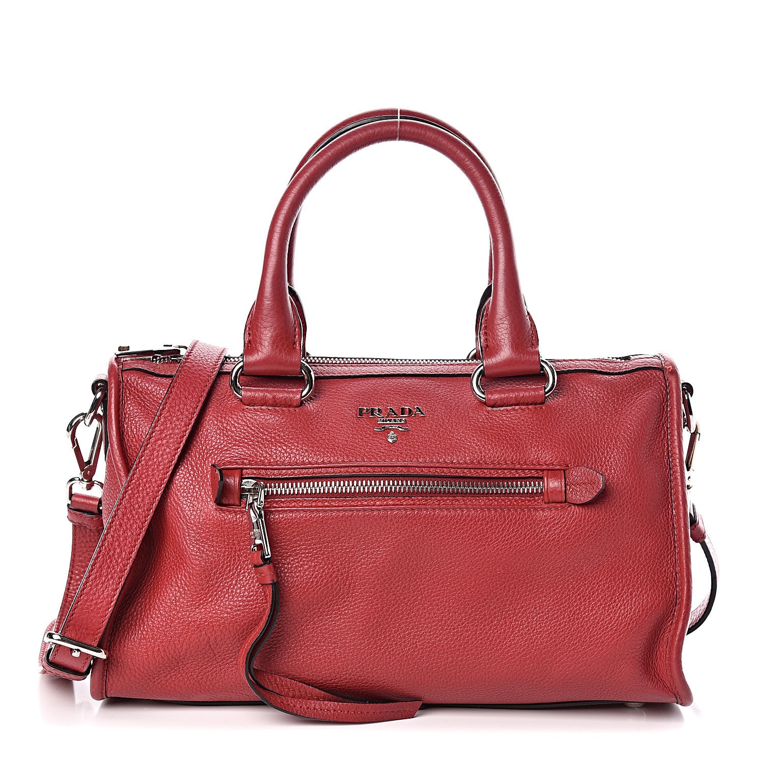 Prada Vitello Phenix Top Handle Shopping Satchel Rosso 1 of 10