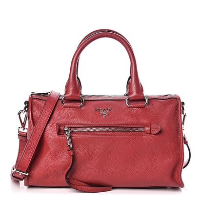 Prada Vitello Phenix Top Handle Shopping Satchel Rosso 1 of 10