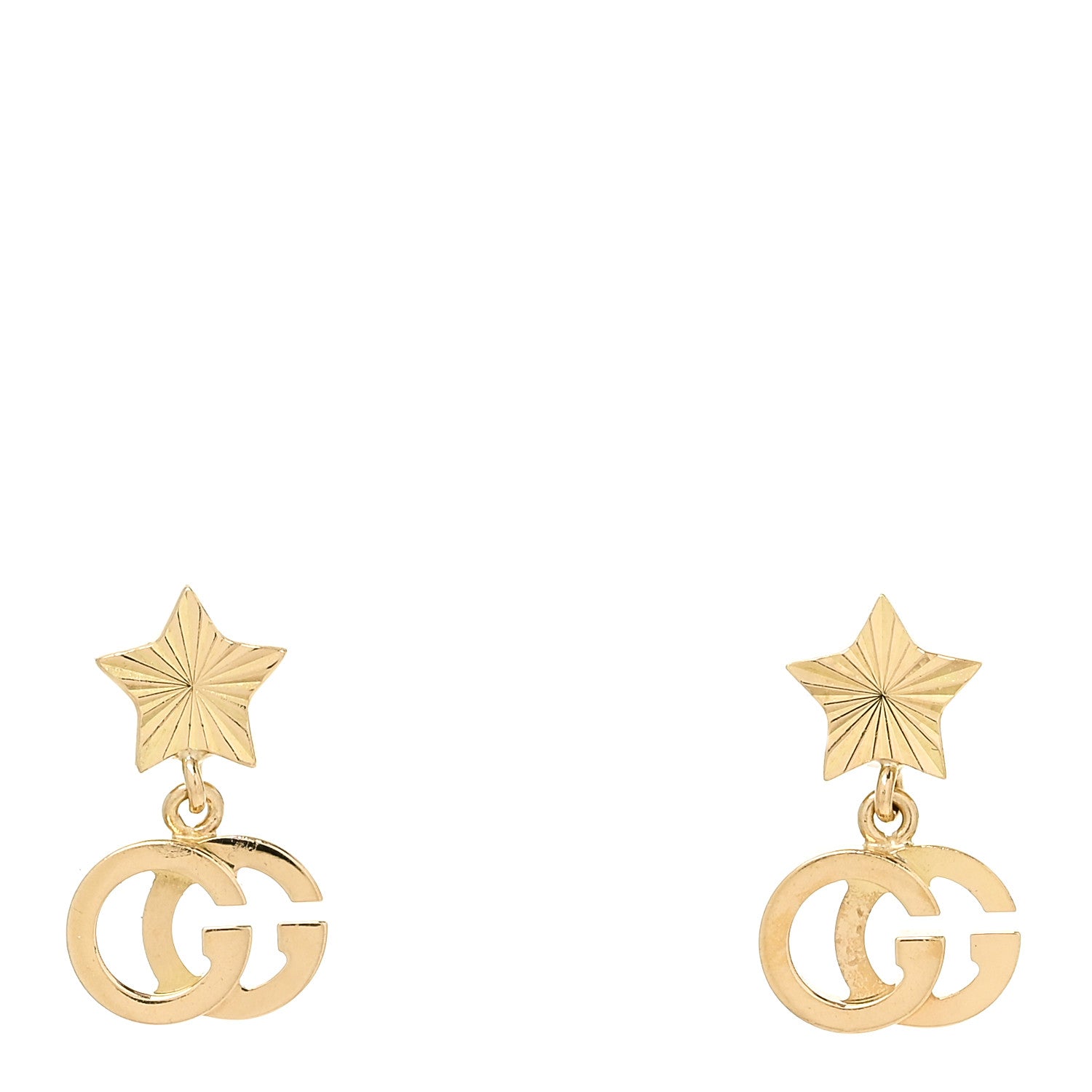Gucci 18K Yellow Gold GG Running Star Earrings 1 of 4