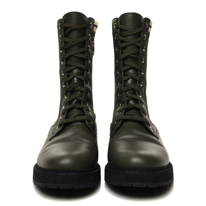 Fendi Vitello Stretch Fabric FF Rockoko Biker Boots 40.5 Military Oliva Tobacco Black 2 of 7