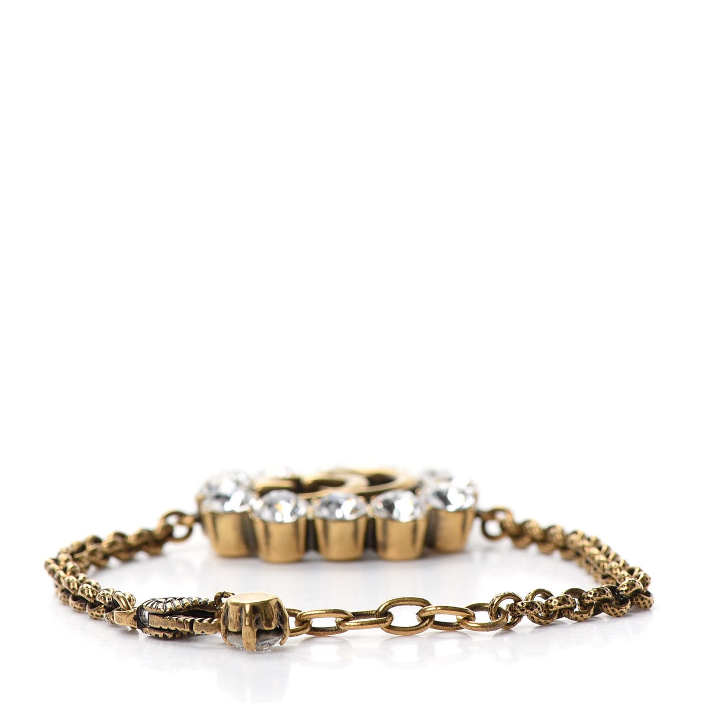 Metal Crystal Double G Bracelet Aged Gold