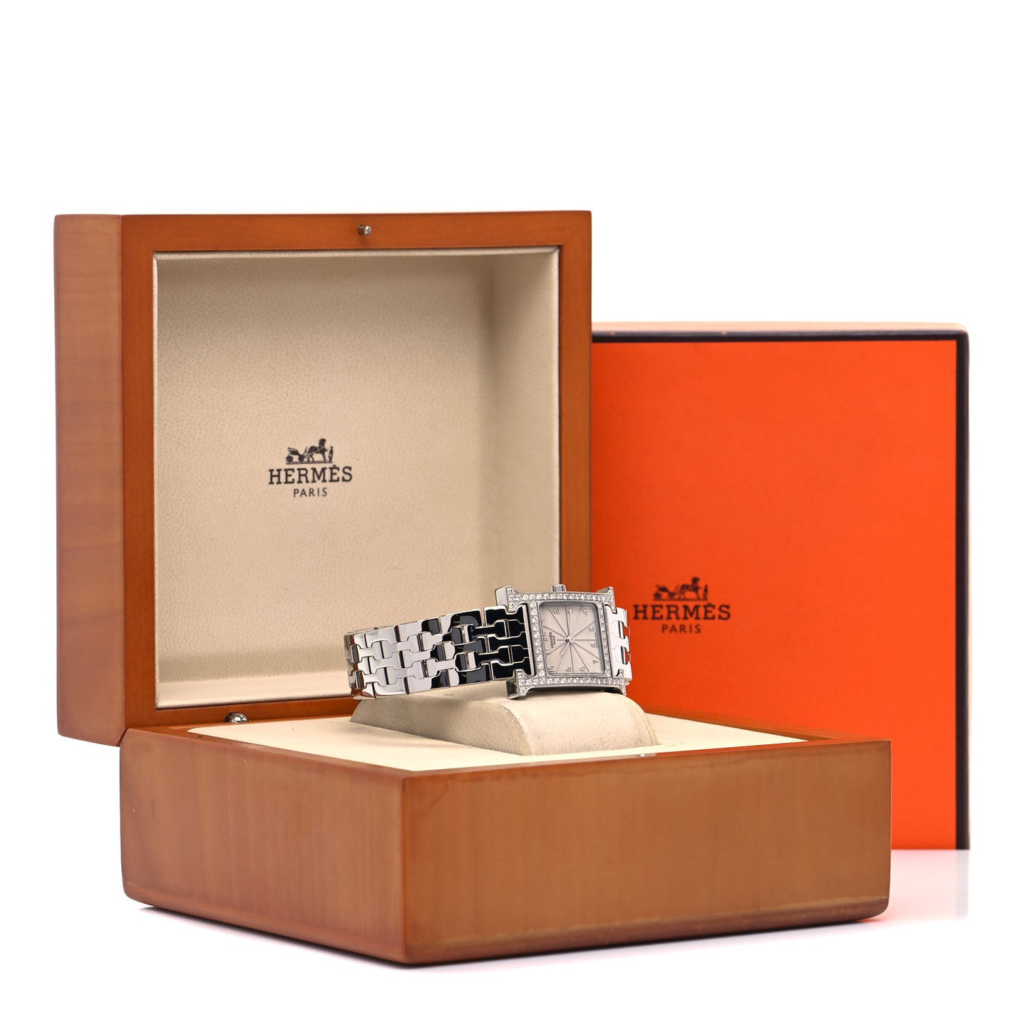 Stainless Steel Diamond Bezel 21mm Heure H Hour Quartz Watch