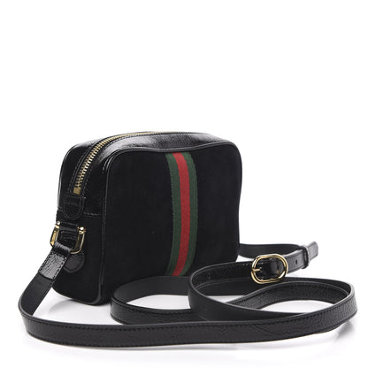 Gucci Suede Patent Web Mini Ophidia Shoulder Bag Black 3 of 10