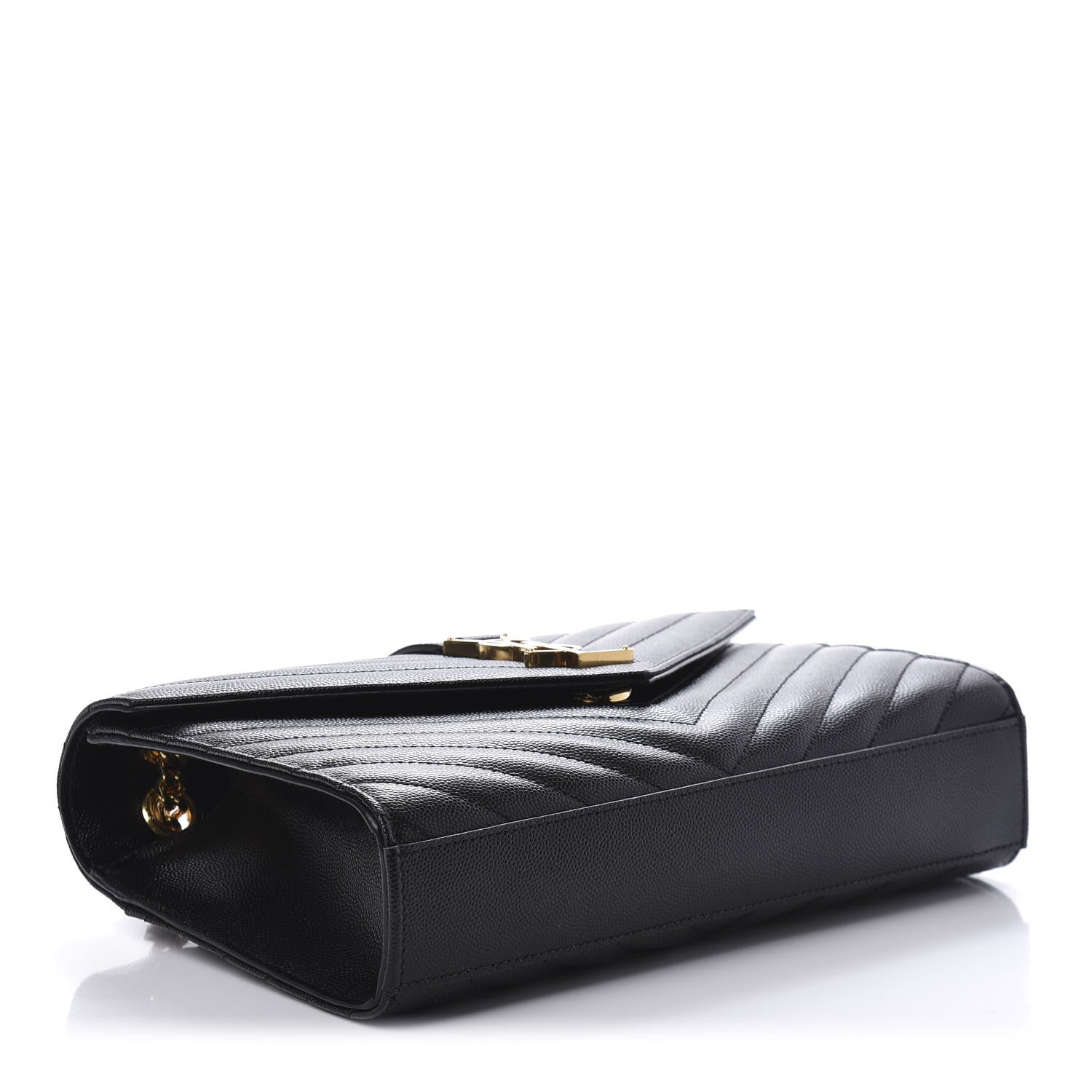 Saint Laurent Grain De Poudre Matelasse Chevron Medium Monogram Satchel Black 4 of 9