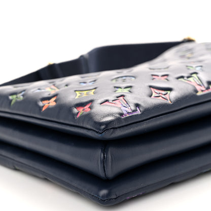 Louis Vuitton Lambskin Embossed Monogram LV Garden Coussin MM Navy Blue 10 of 11