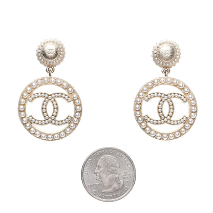 Chanel Pearl CC Drop Earrings Light Gold 2 of 8