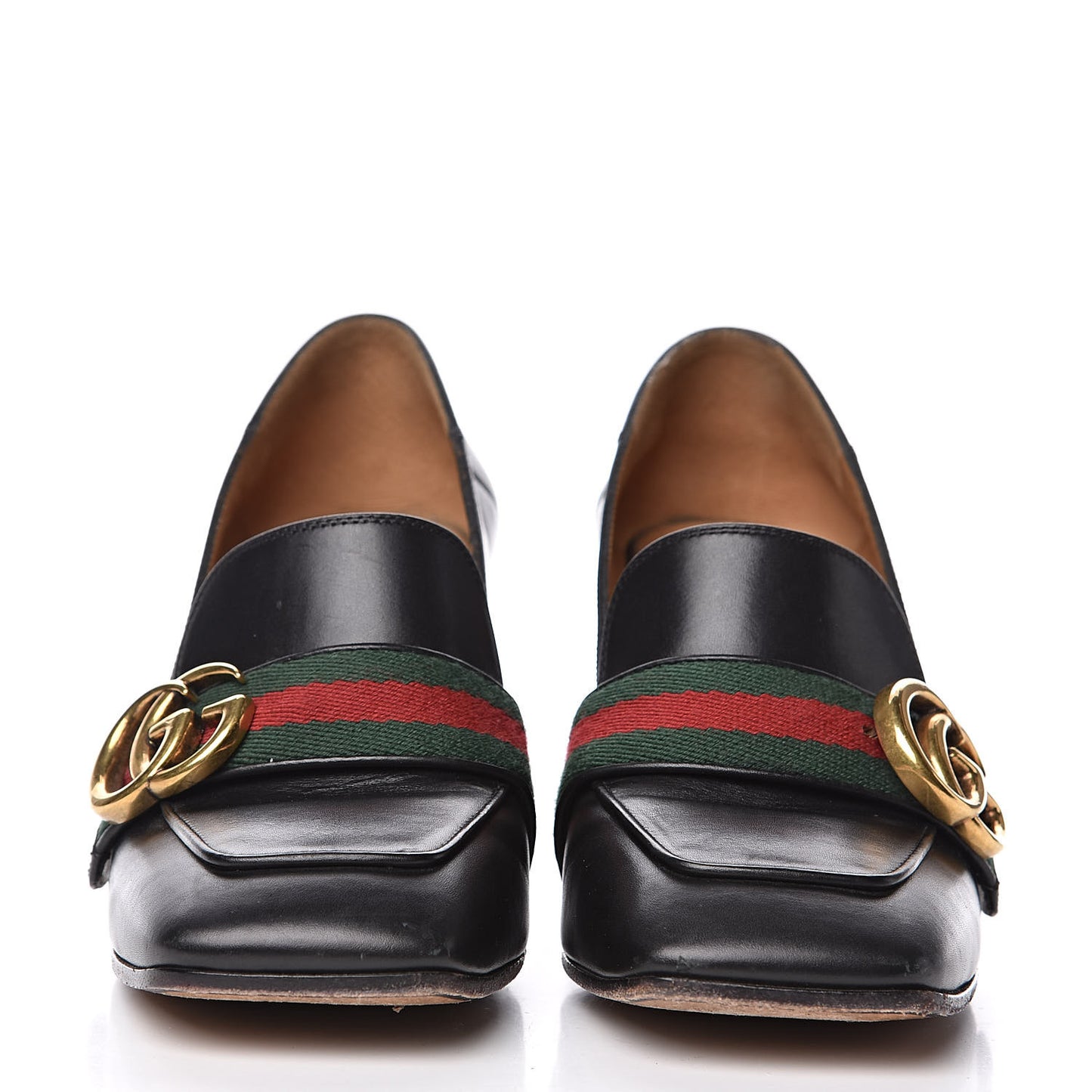 Calfskin Web Peyton Loafer Pumps 35 Black