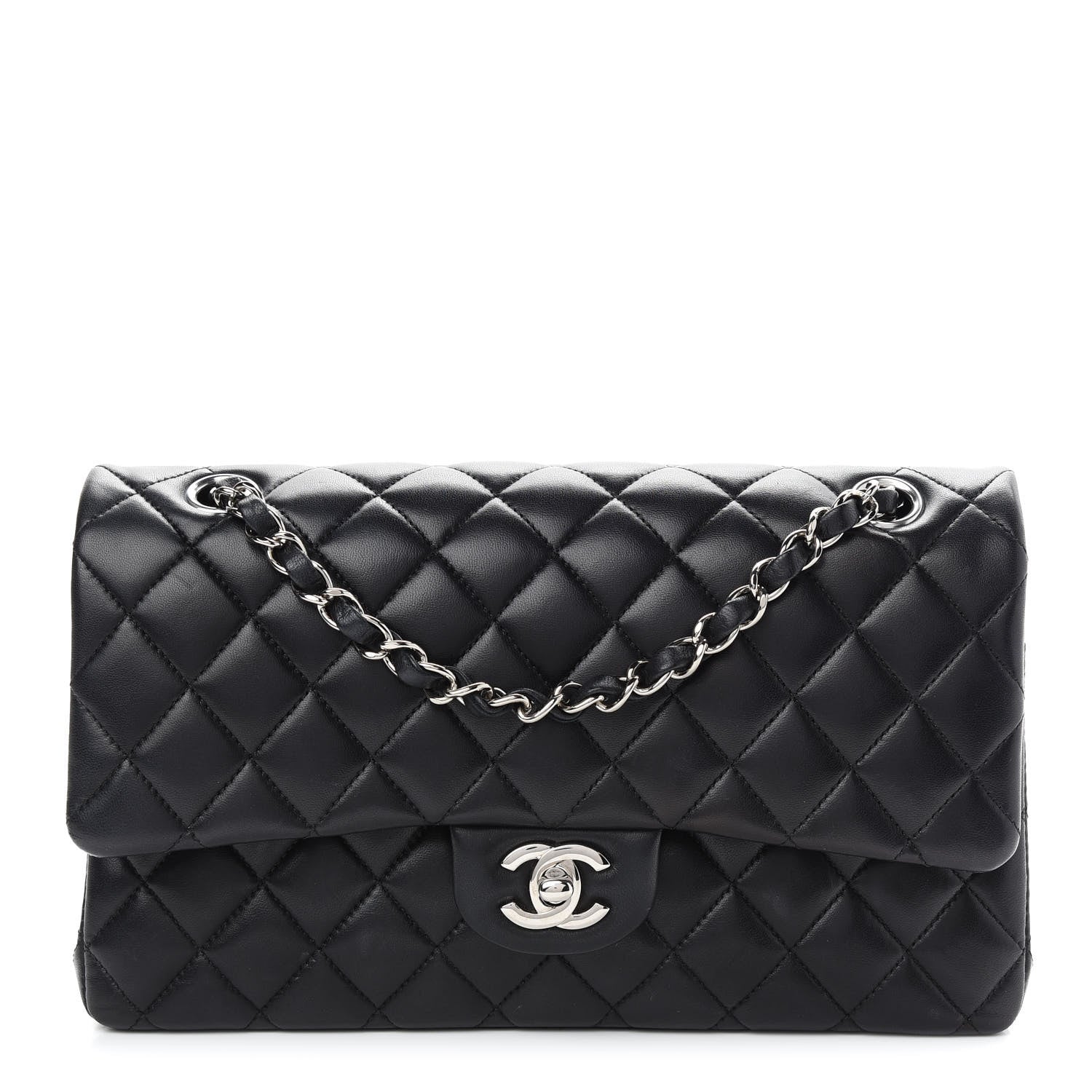 Chanel Lambskin Quilted Medium Double Flap Black 1 of 8
