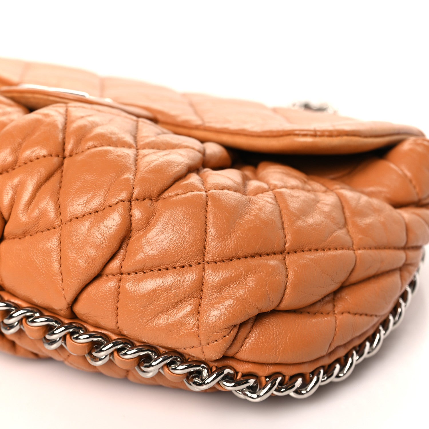 Chanel Washed Lambskin Quilted Medium Chain Around Messenger Dark Beige 9 of 9