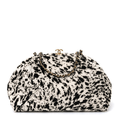 Chanel Lambskin Pony Hair Printed Clutch With Chain Black White 1 of 10