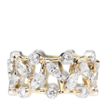 Tiffany 18K Yellow Gold Platinum Diamond Schlumberger Vigne Ring 54 6.75 1 of 4