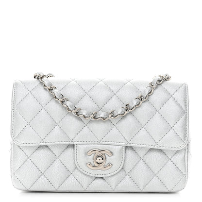 Chanel Metallic Lambskin Quilted Mini Rectangular Flap Silver 1 of 11