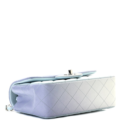 Chanel Perforated Lambskin Quilted Mini Rectangular Flap Light Blue Light Purple White 7 of 8