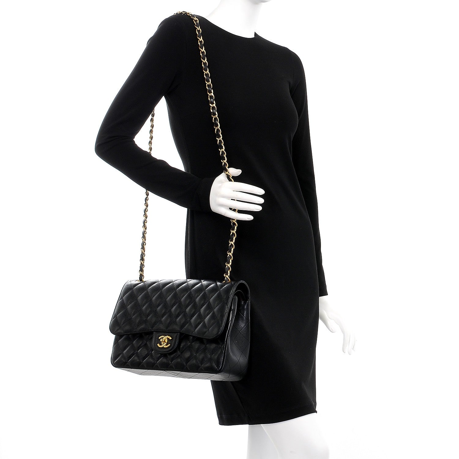 Chanel Caviar Quilted Jumbo Double Flap Black 2 of 10