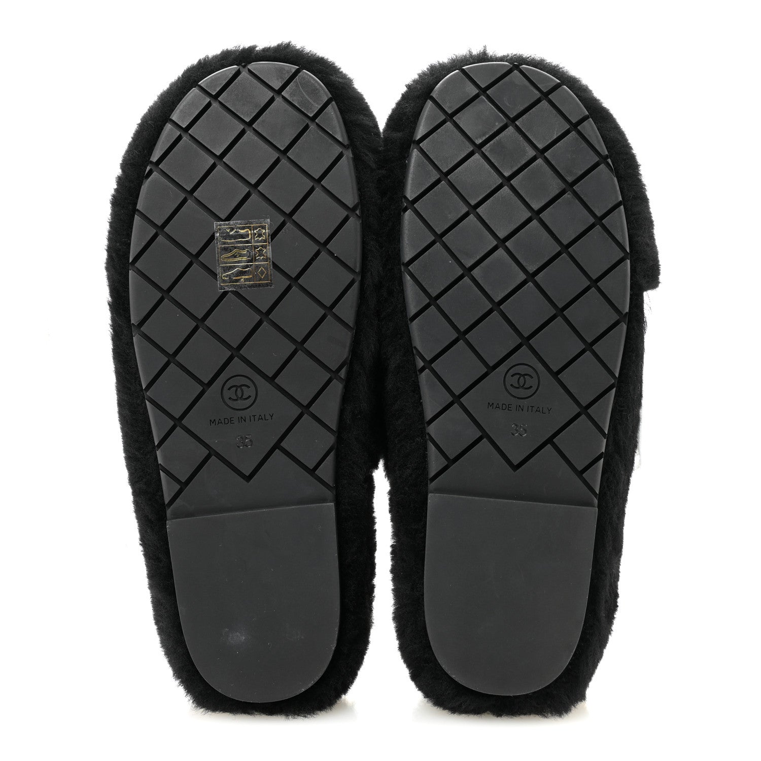 Chanel Shearling CC Flat Mules 35 Black 6 of 13