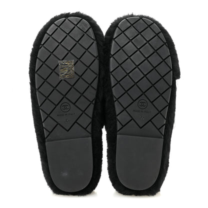 Chanel Shearling CC Flat Mules 35 Black 6 of 13