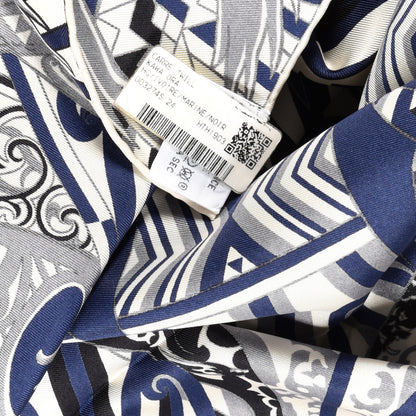 Hermes Silk Kawa Ora Scarf 90 Ivory Marine Black 6 of 6