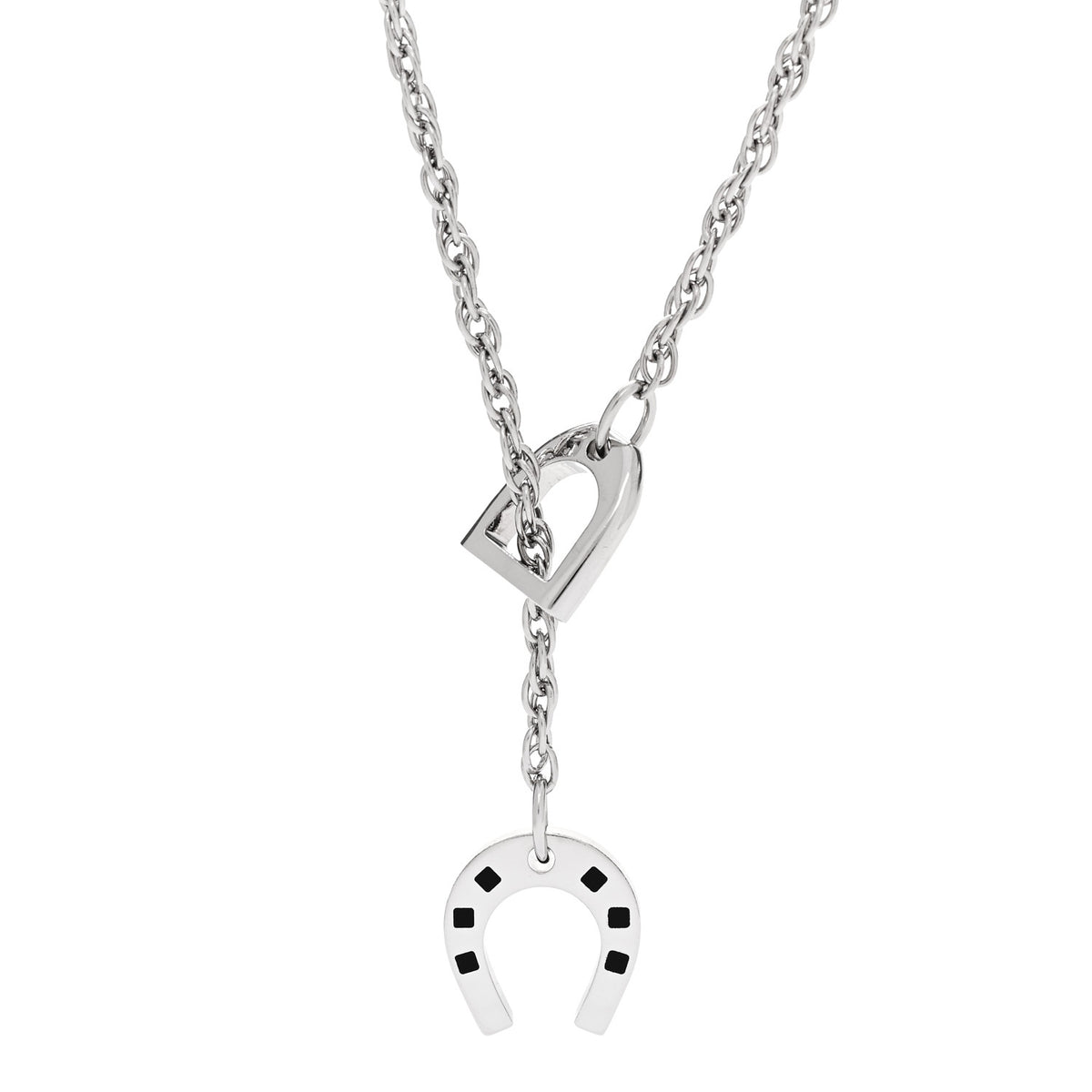 Palladium Buffalo Horn Lacquered Bon Voyage Necklace Black Dore