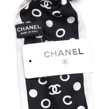 Chanel Silk CC Twilly Hair Tie Black White 2 of 3
