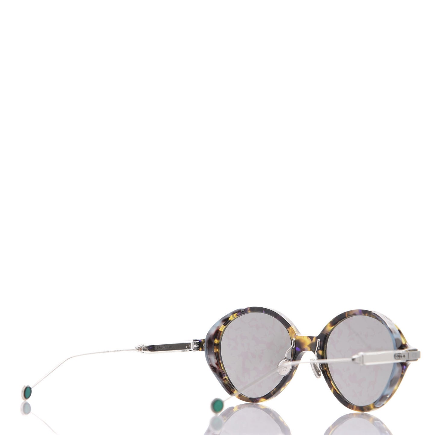 Acetate Leaf Print Umbrage Round Sunglasses Green Foliage
