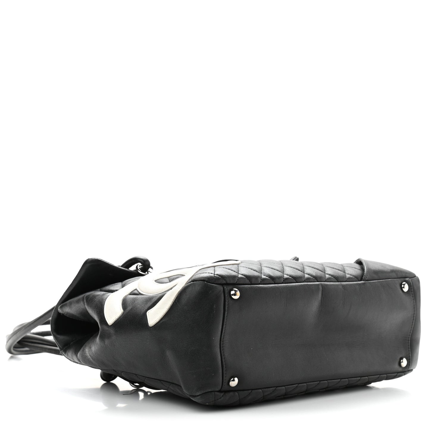 Calfskin Quilted Large Cambon Flap Black White