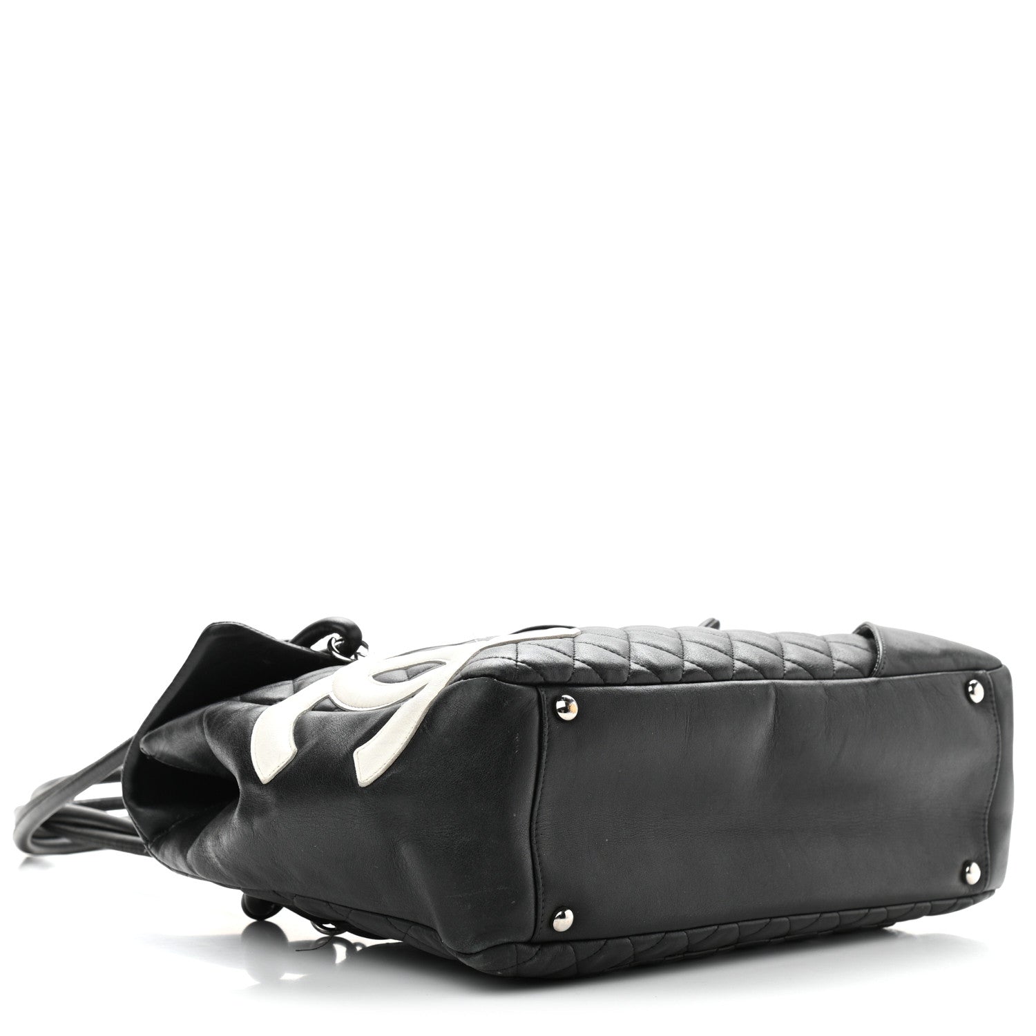 Chanel Calfskin Quilted Large Cambon Flap Black White 4 of 25
