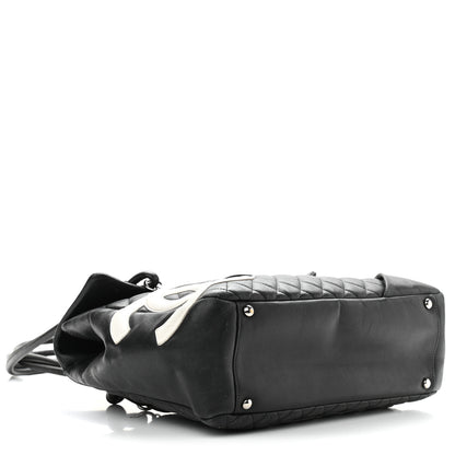 Chanel Calfskin Quilted Large Cambon Flap Black White 4 of 25