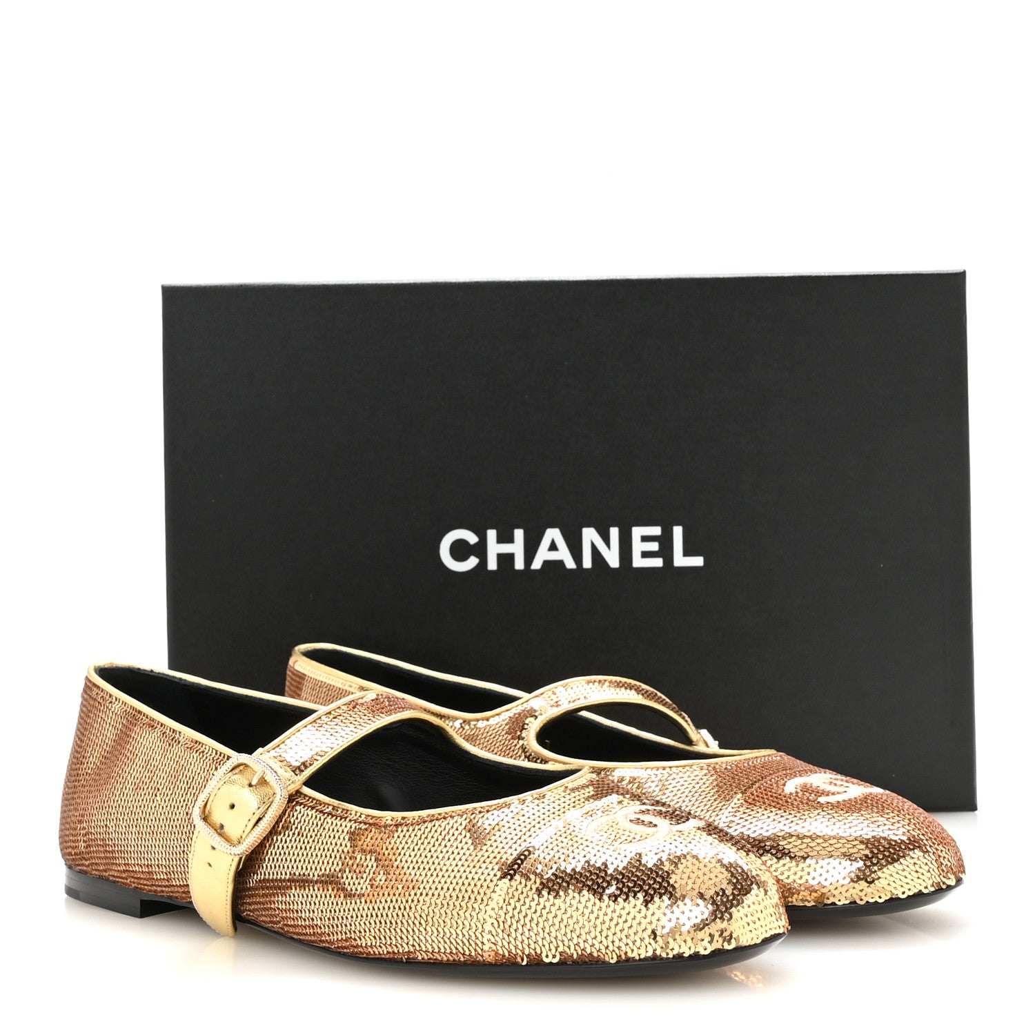 Chanel Sequin Mary Jane Flats 39.5 Golden 9 of 9