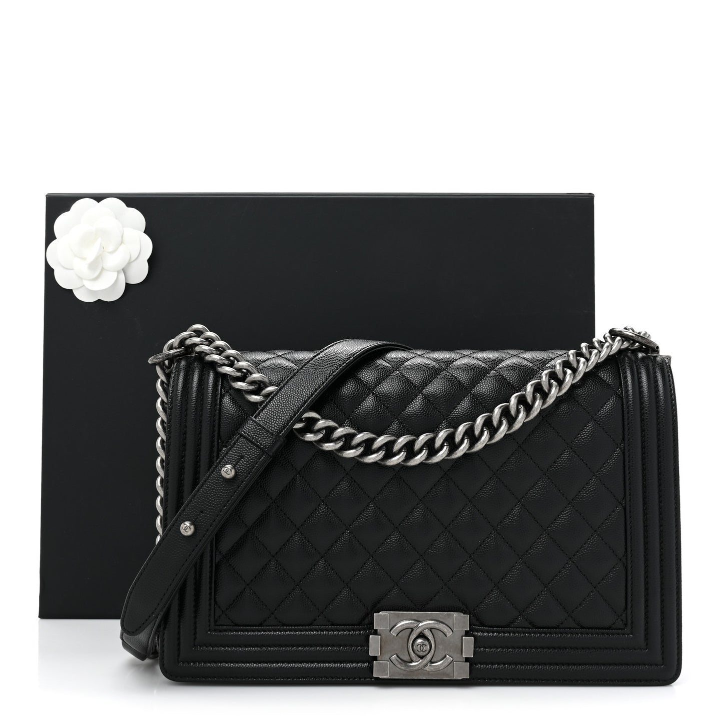 Caviar Quilted New Medium Boy Flap Black
