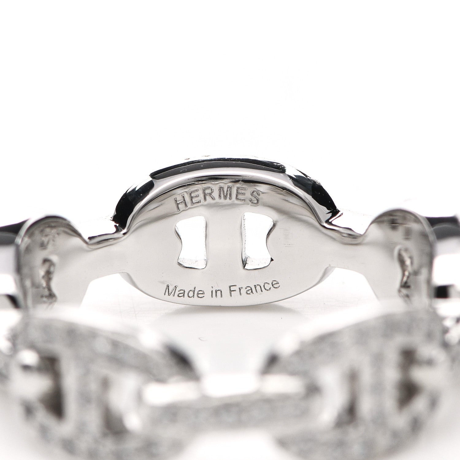 Hermes 18K White Gold Diamond Chaine d'Ancre Ring 52 6 4 of 5
