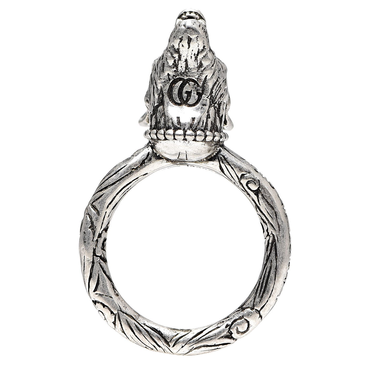 Sterling Silver Anger Forest Wolf Head Ring 57 8