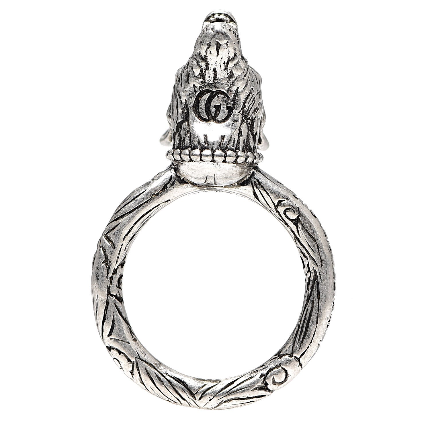 Gucci Sterling Silver Anger Forest Wolf Head Ring 57 8 5 of 6
