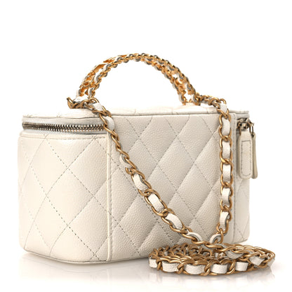Chanel Shiny Caviar Quilted Pick Me Up Vanity Case White 2 of 11
